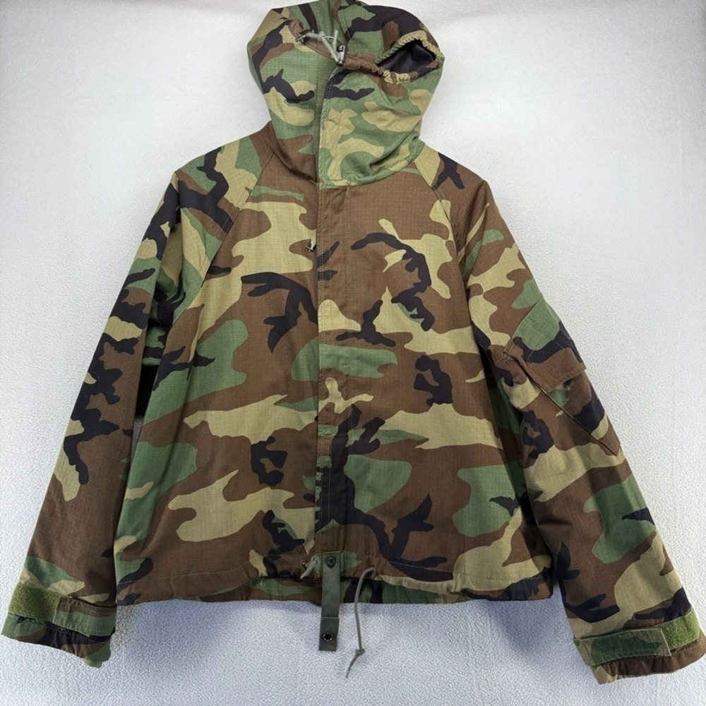 Military Chemical Protective Jacket Men's Medium Short Camo Woodland Zip NEW
